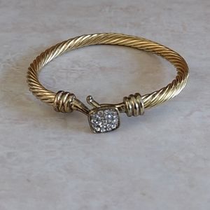 Gold tone wire cz bracelet
